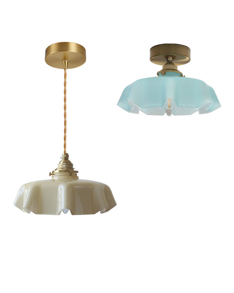 Retro Glass Flower Pendant Light for Bedroom Kitchen and Hallway