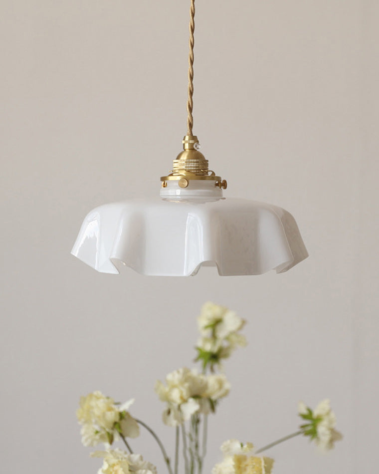 Retro Glass Flower Pendant Light for Bedroom Kitchen and Hallway