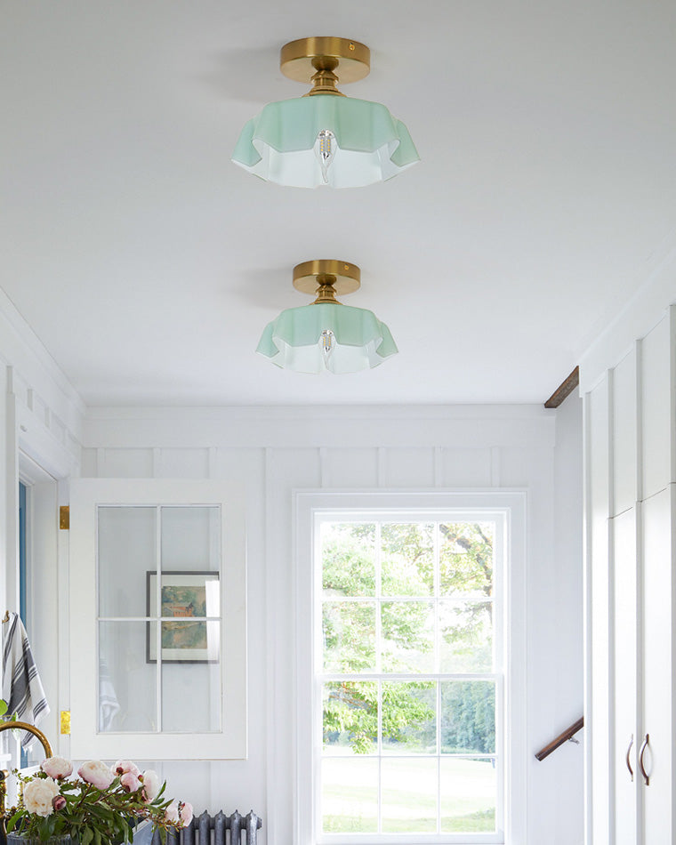 Retro Glass Flower Pendant Light for Bedroom Kitchen and Hallway