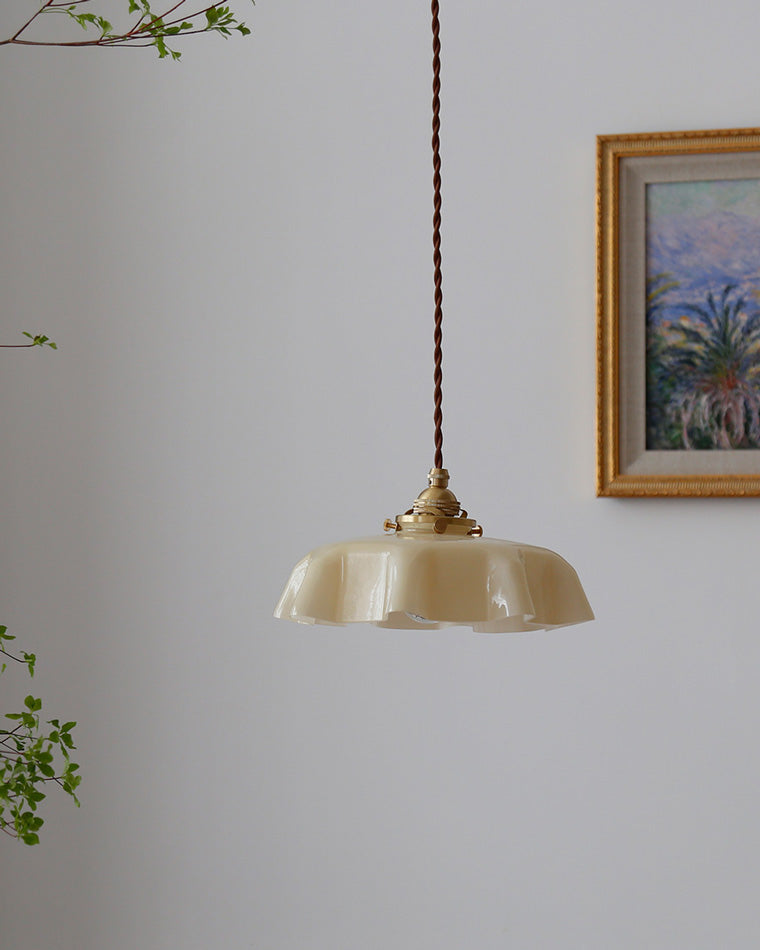 Retro Glass Flower Pendant Light for Bedroom Kitchen and Hallway