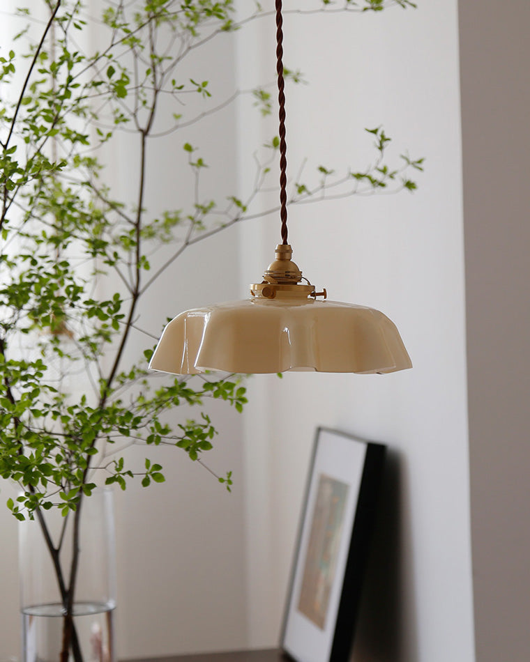 Retro Glass Flower Pendant Light for Bedroom Kitchen and Hallway