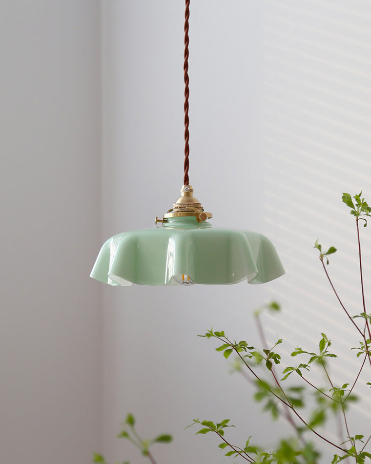 Retro Glass Flower Pendant Light for Bedroom Kitchen and Hallway
