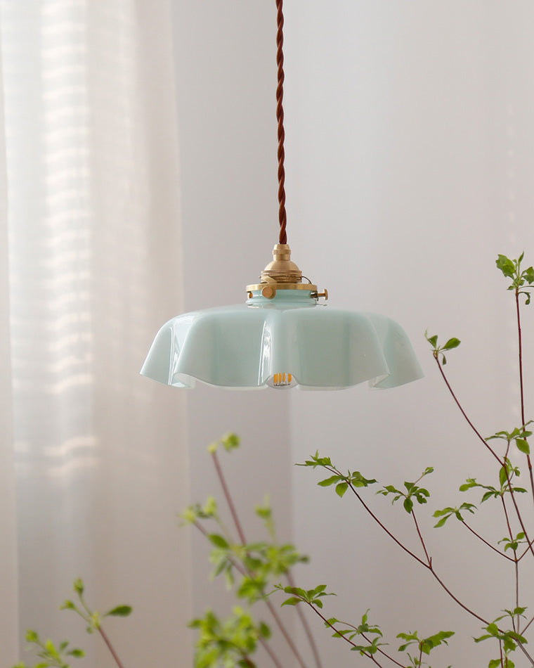 Retro Glass Flower Pendant Light for Bedroom Kitchen and Hallway