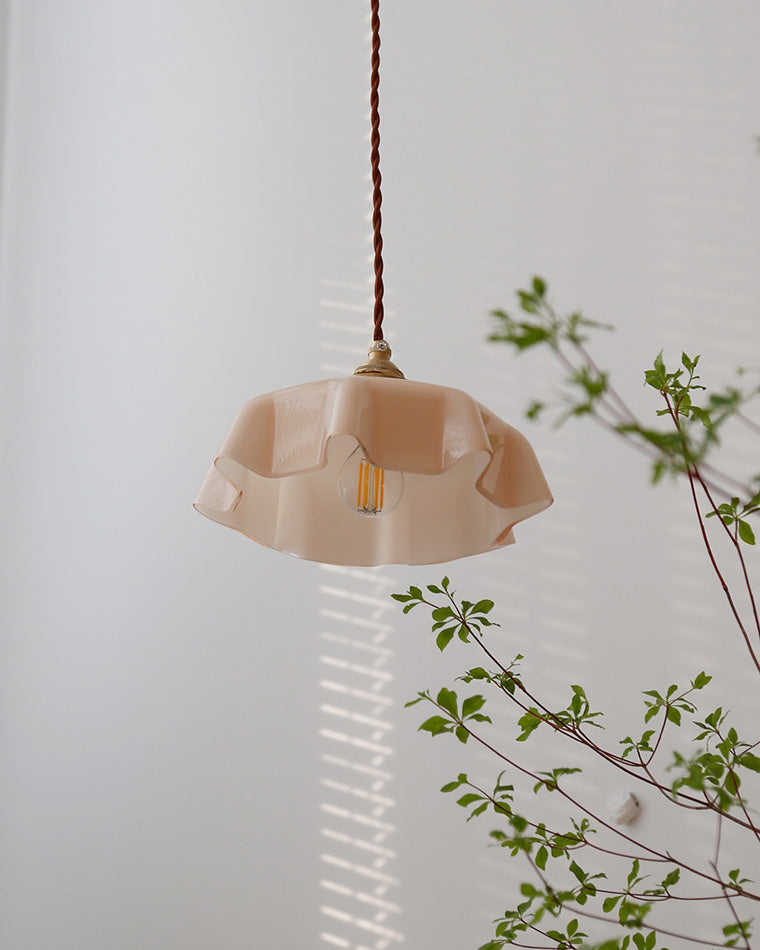 Retro Glass Flower Pendant Light for Bedroom Kitchen and Hallway