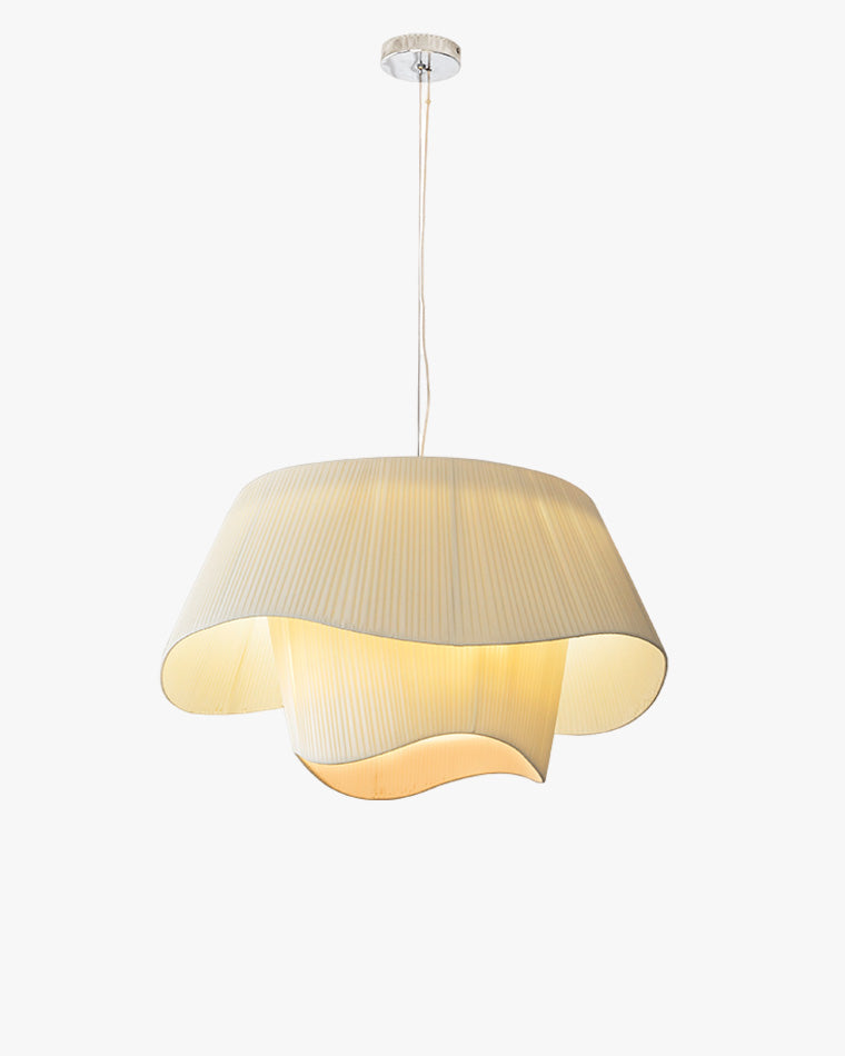 Modern Pleated Fabric Drum Pendant Light in Tiered Design
