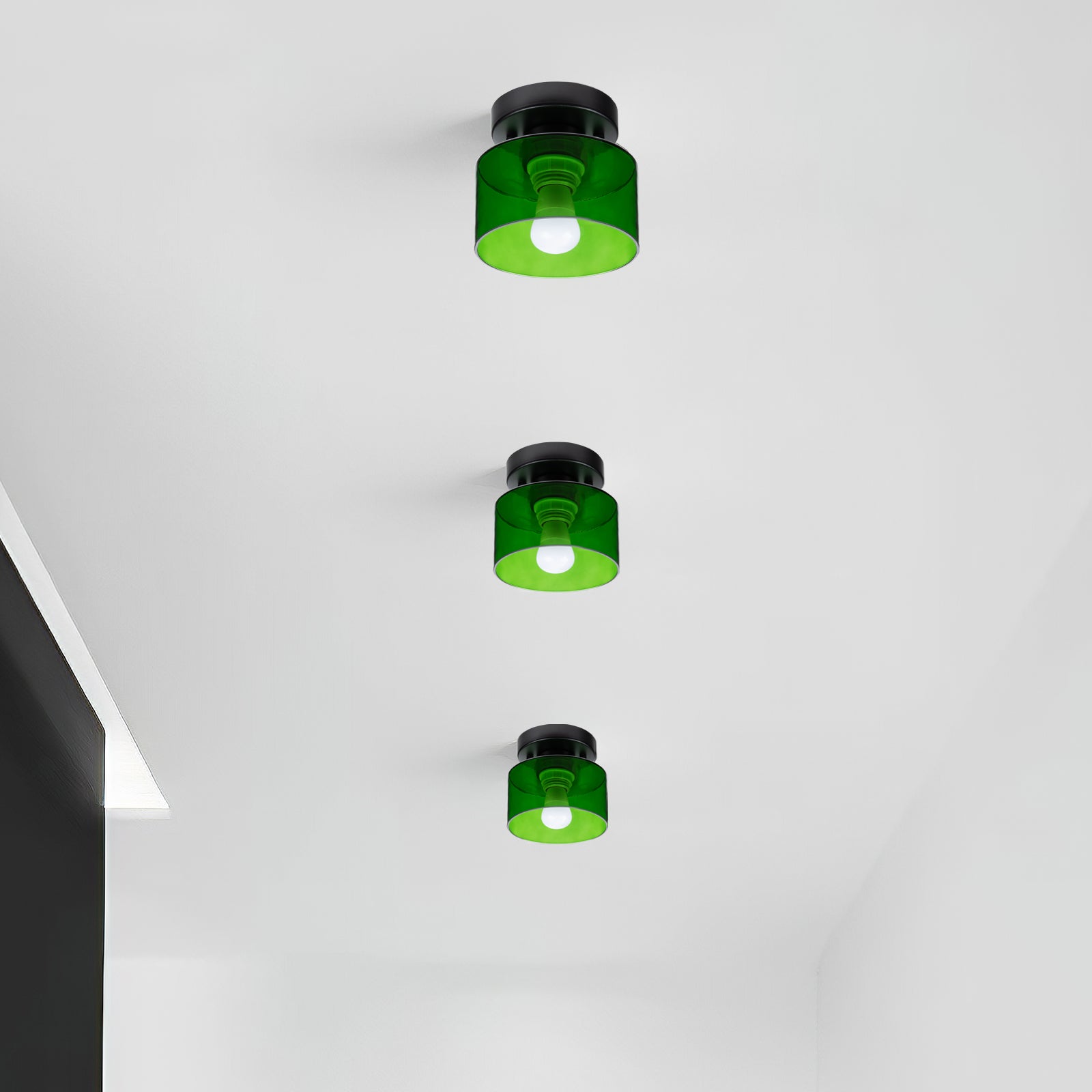 Bauhaus Glass Flush Mount Ceiling Light – Minimalist Small Fixture