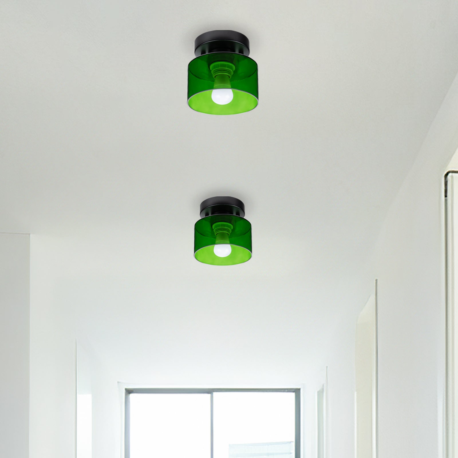 Bauhaus Glass Flush Mount Ceiling Light – Minimalist Small Fixture