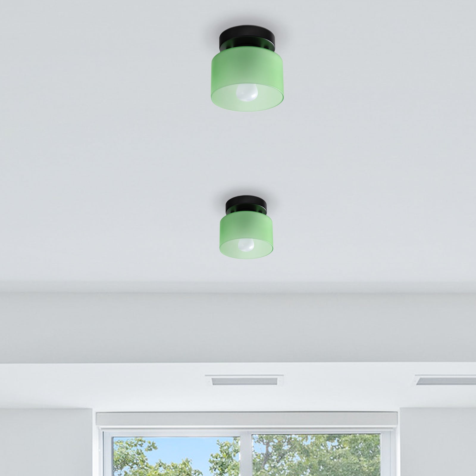 Bauhaus Glass Flush Mount Ceiling Light – Minimalist Small Fixture
