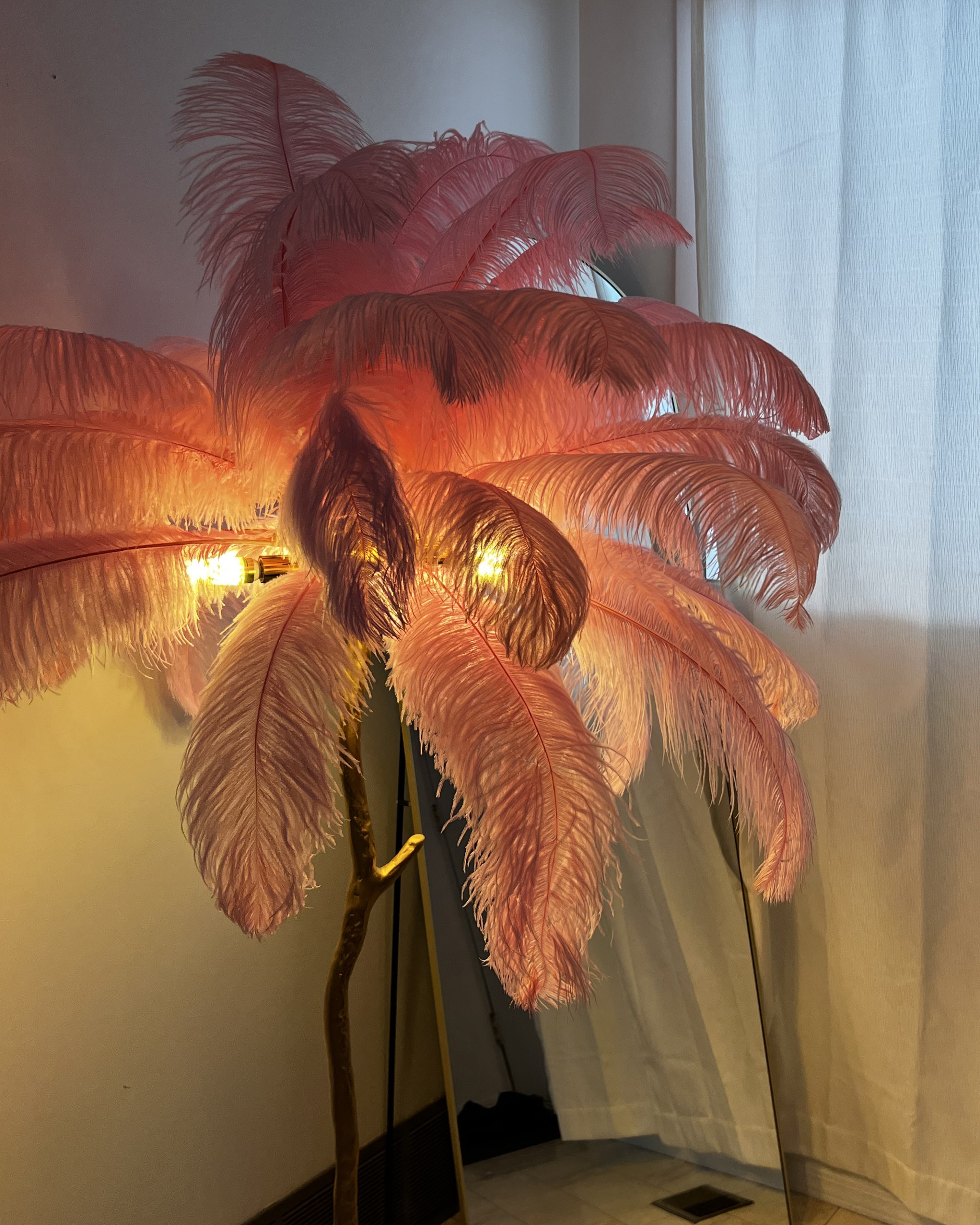 Feather Palm Tree Floor Lamp for Living Room or Bedroom
