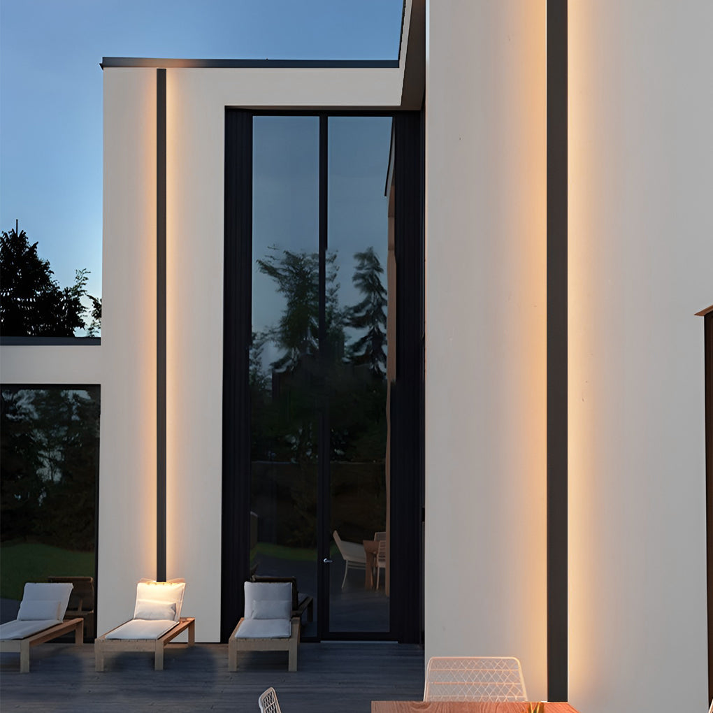 Modern Black LED Outdoor Wall Light Long Linear Waterproof Lighting