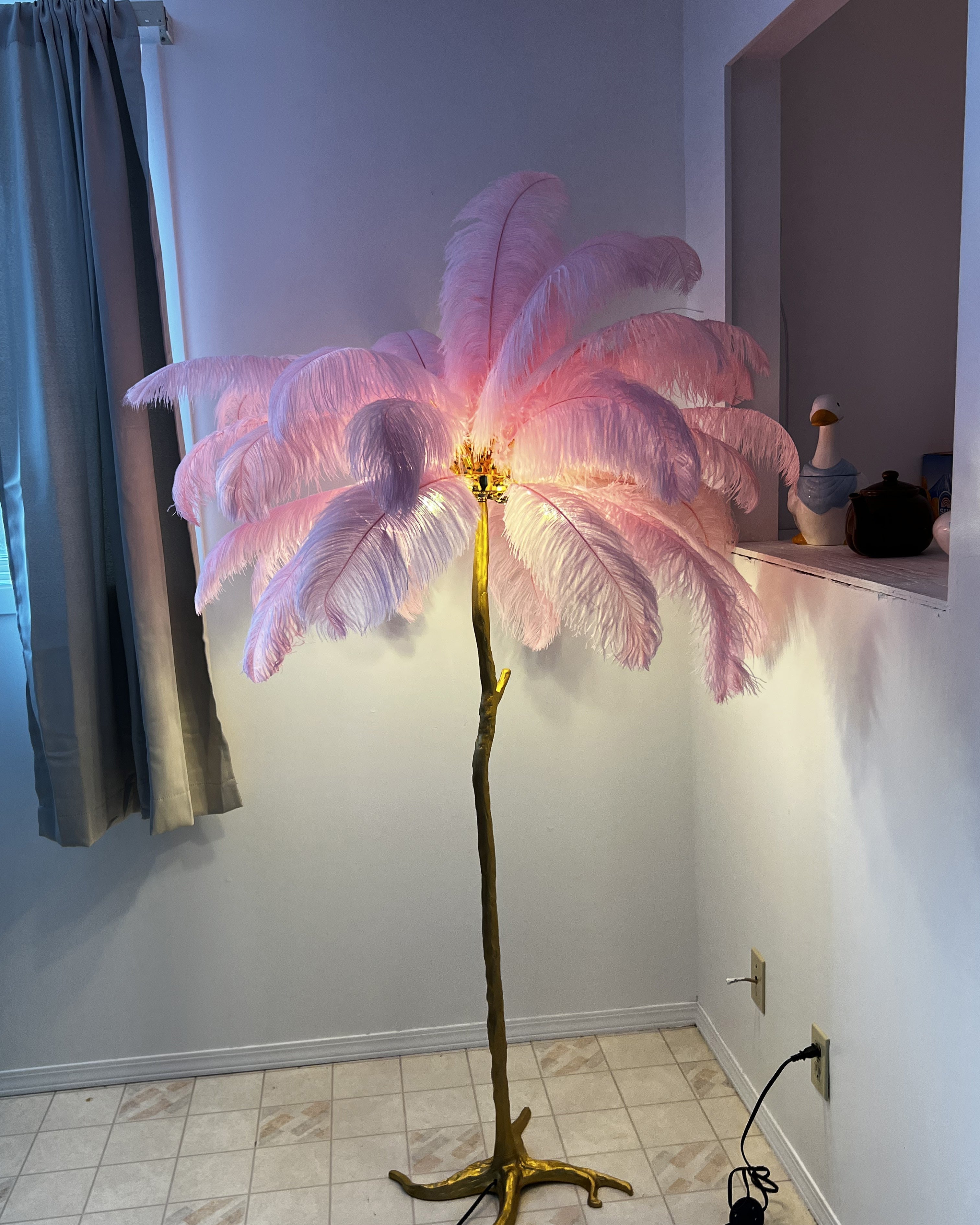 Feather Palm Tree Floor Lamp for Living Room or Bedroom