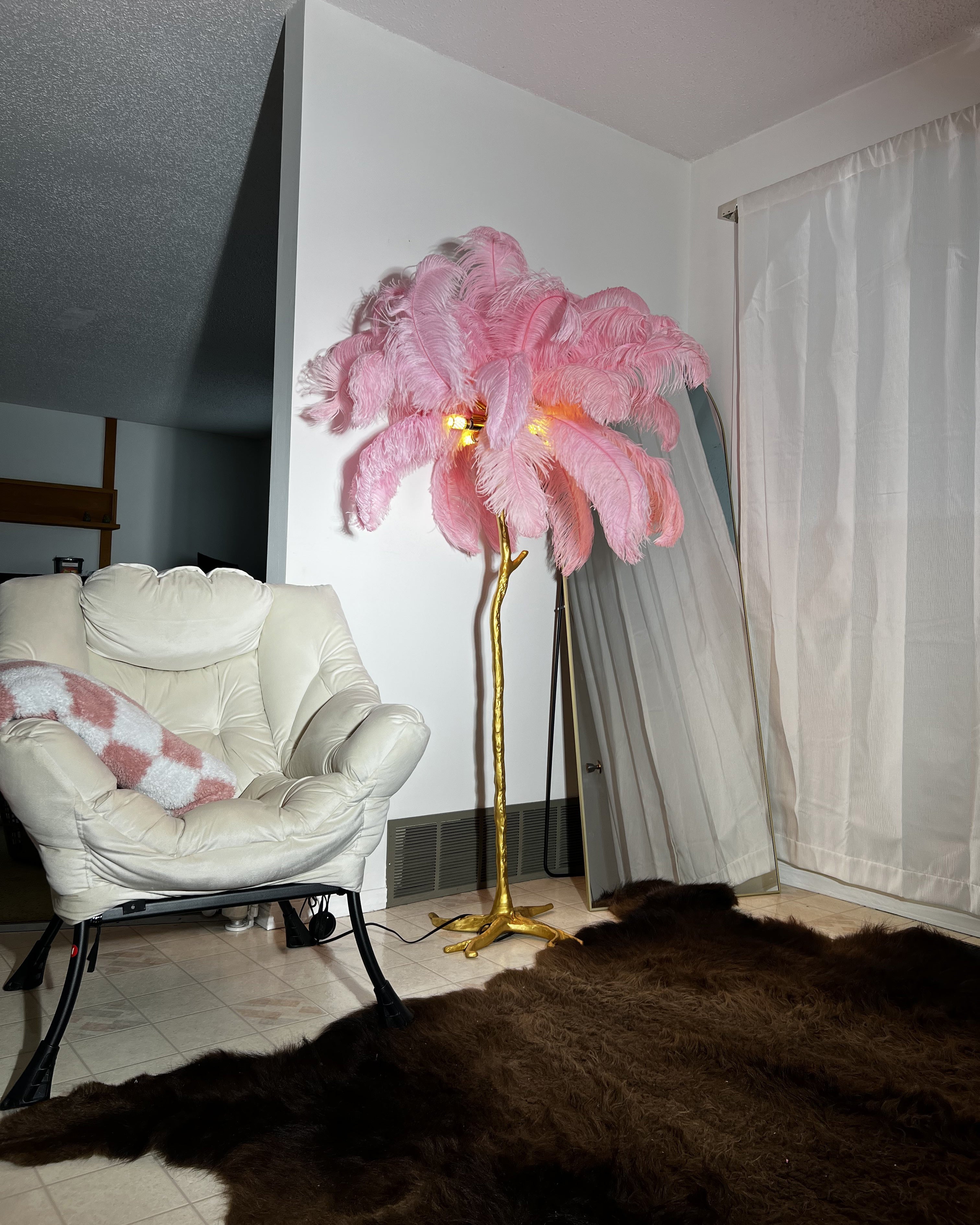 Feather Palm Tree Floor Lamp for Living Room or Bedroom