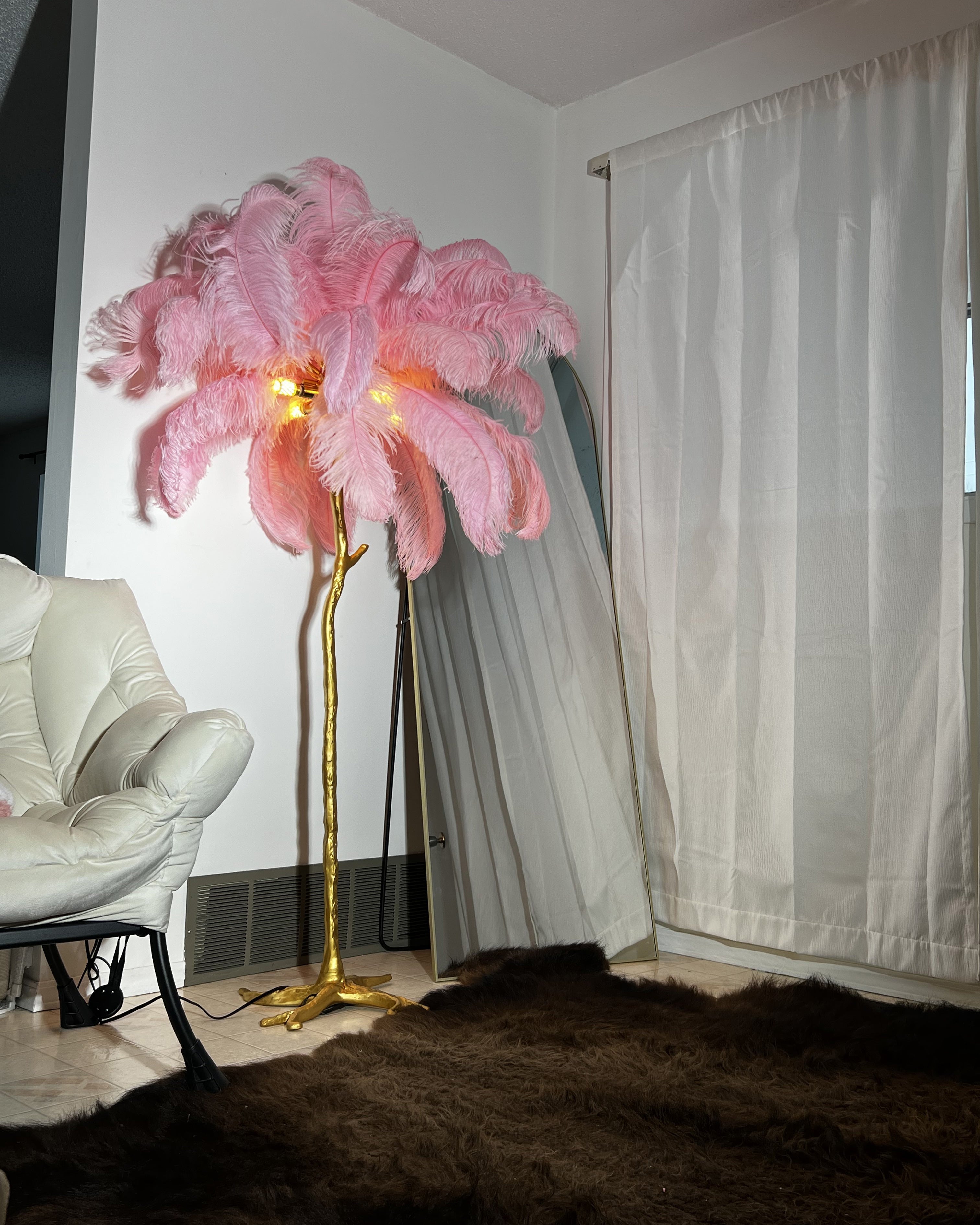 Feather Palm Tree Floor Lamp for Living Room or Bedroom