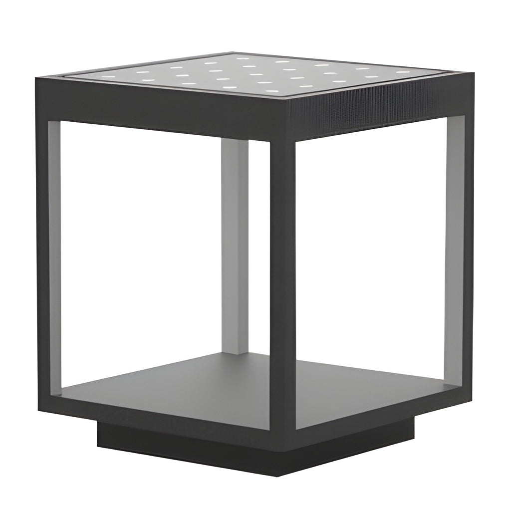 Square LED Solar Outdoor Post Light Modern Open Frame Design