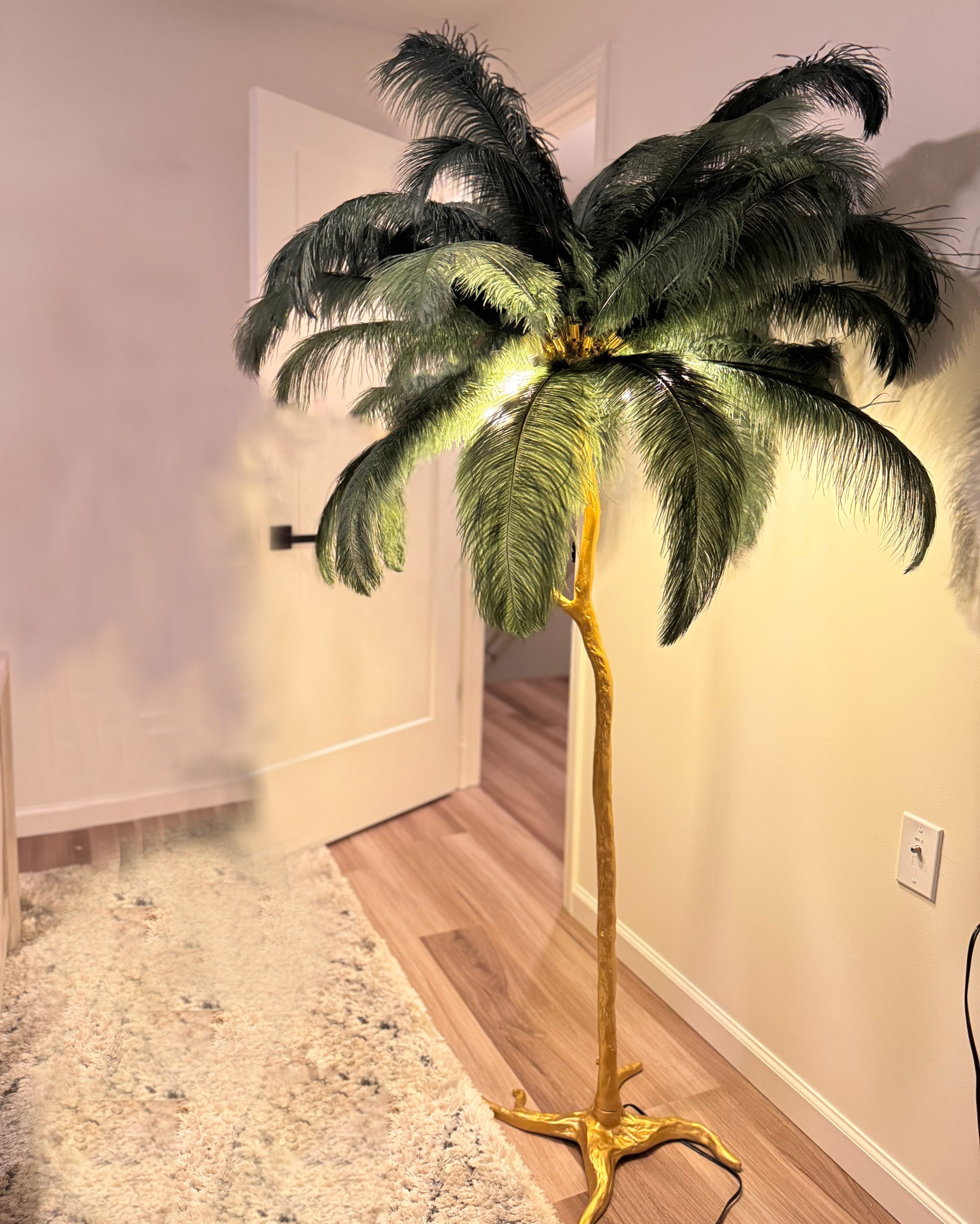Feather Palm Tree Floor Lamp for Living Room or Bedroom