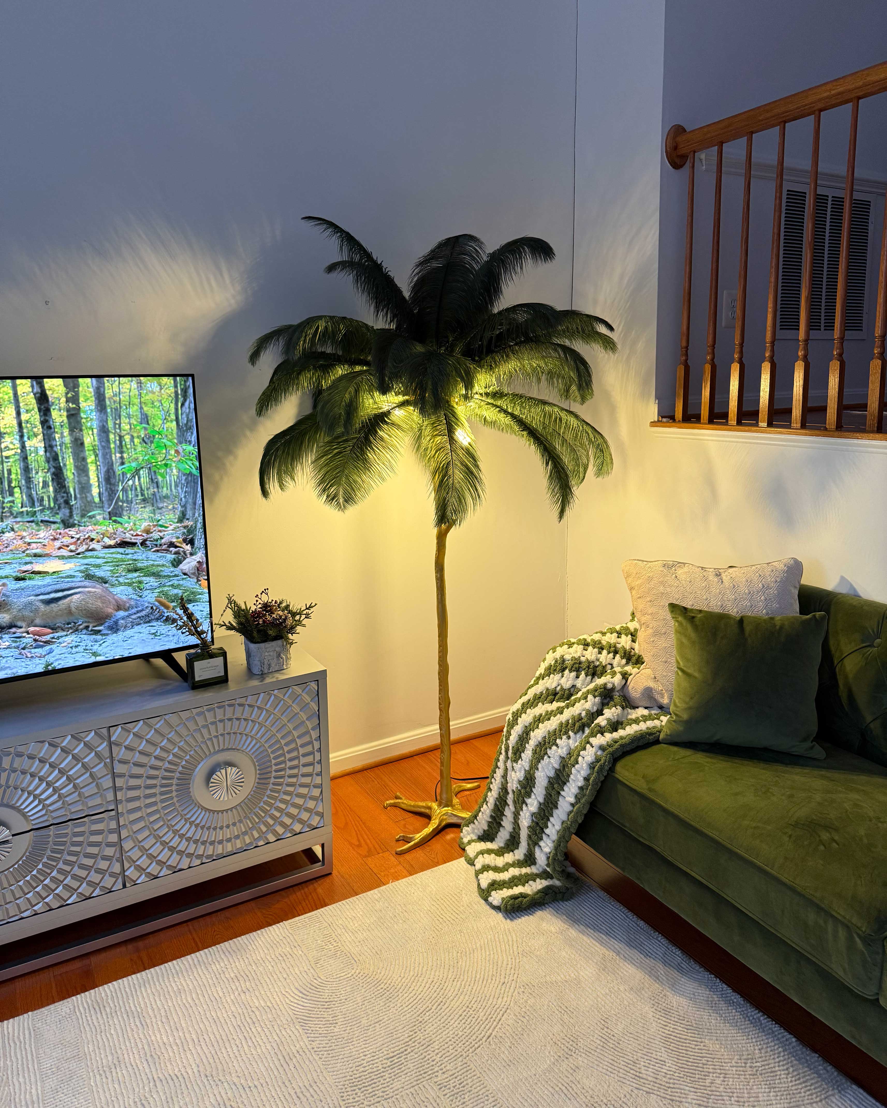 Feather Palm Tree Floor Lamp for Living Room or Bedroom