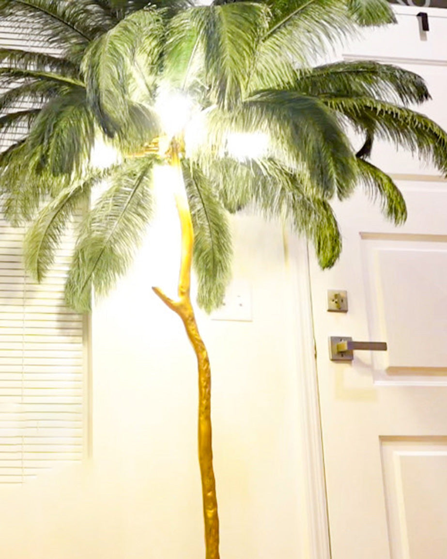 Feather Palm Tree Floor Lamp for Living Room or Bedroom