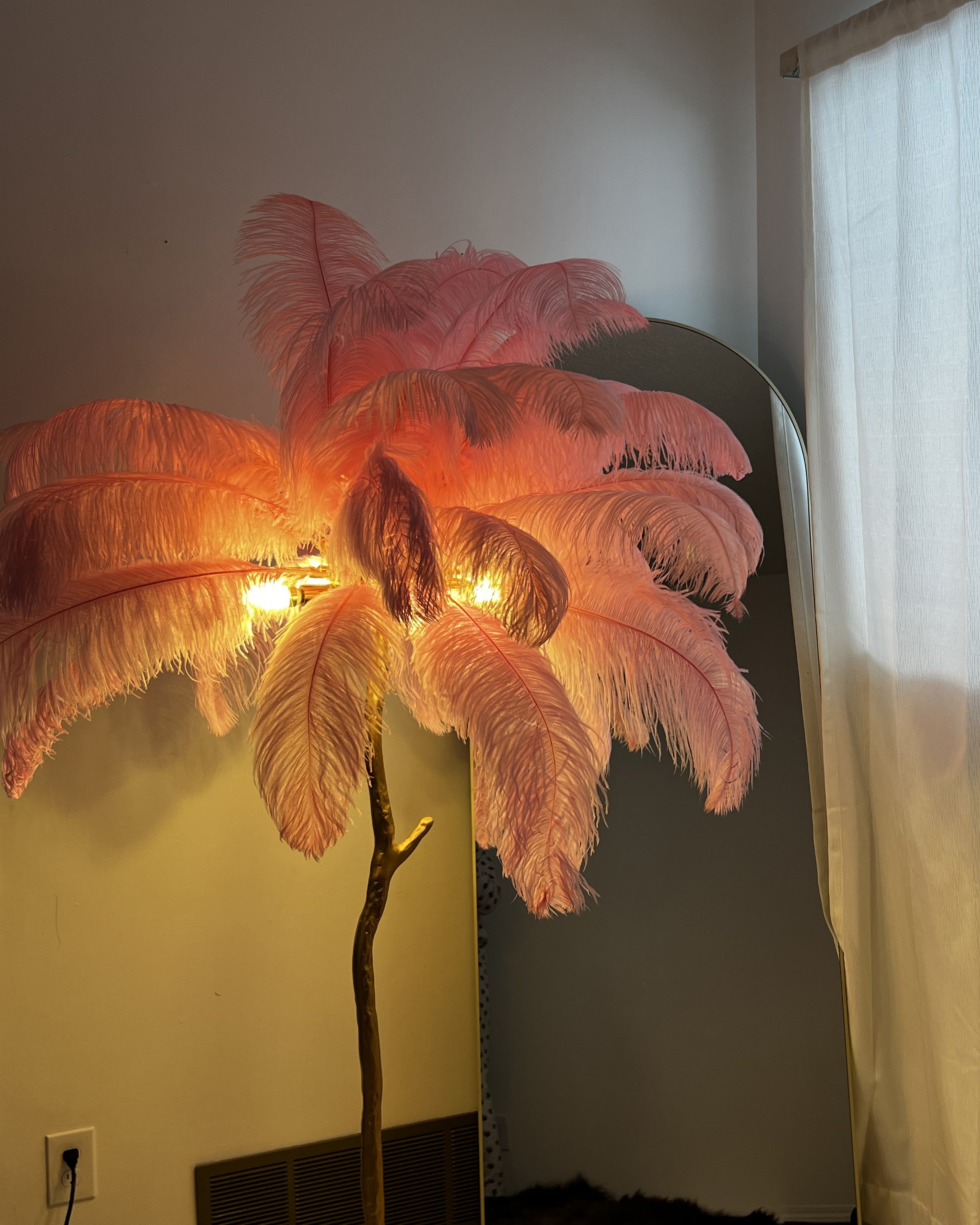 Feather Palm Tree Floor Lamp for Living Room or Bedroom