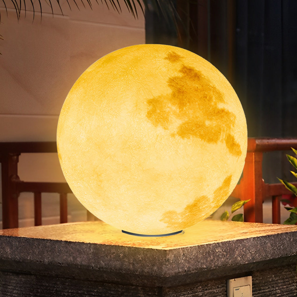 Modern Moon LED Outdoor Pier Post Light Solar or Hardwired