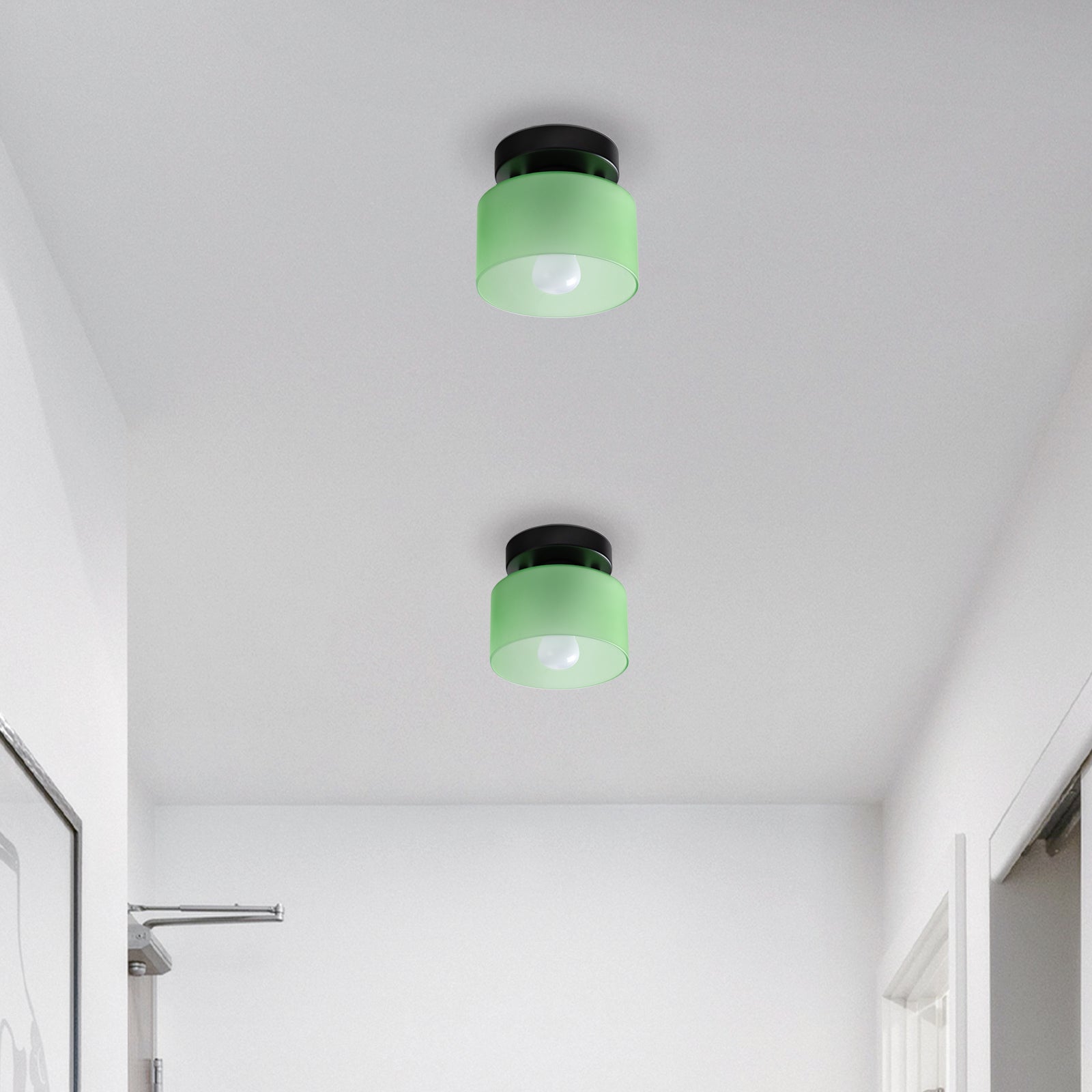 Bauhaus Glass Flush Mount Ceiling Light – Minimalist Small Fixture