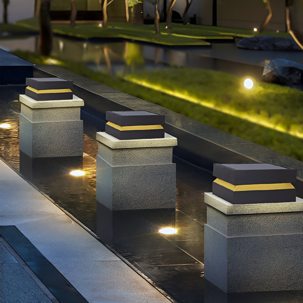 Modern Square Solar LED Post Cap Light Waterproof 3000K