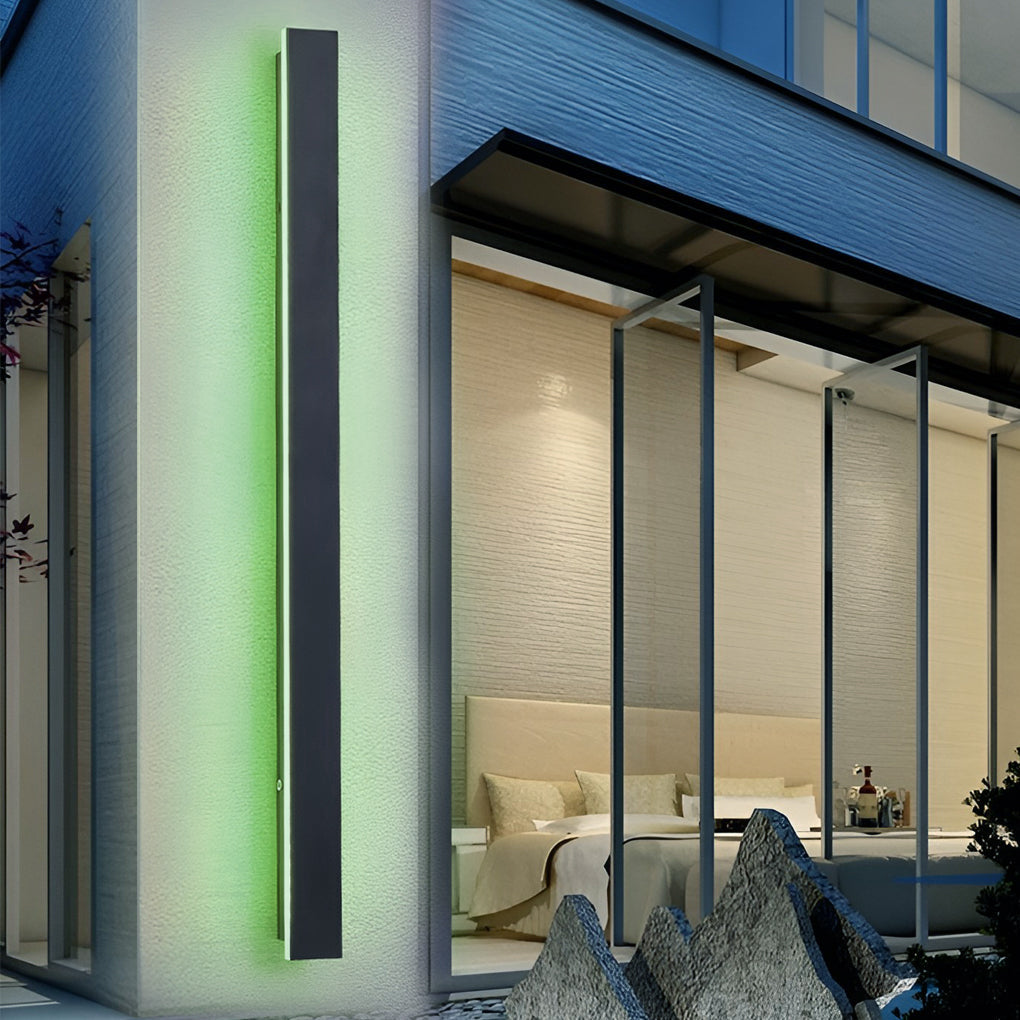 Modern Black LED Outdoor Wall Light Long Linear Waterproof Lighting