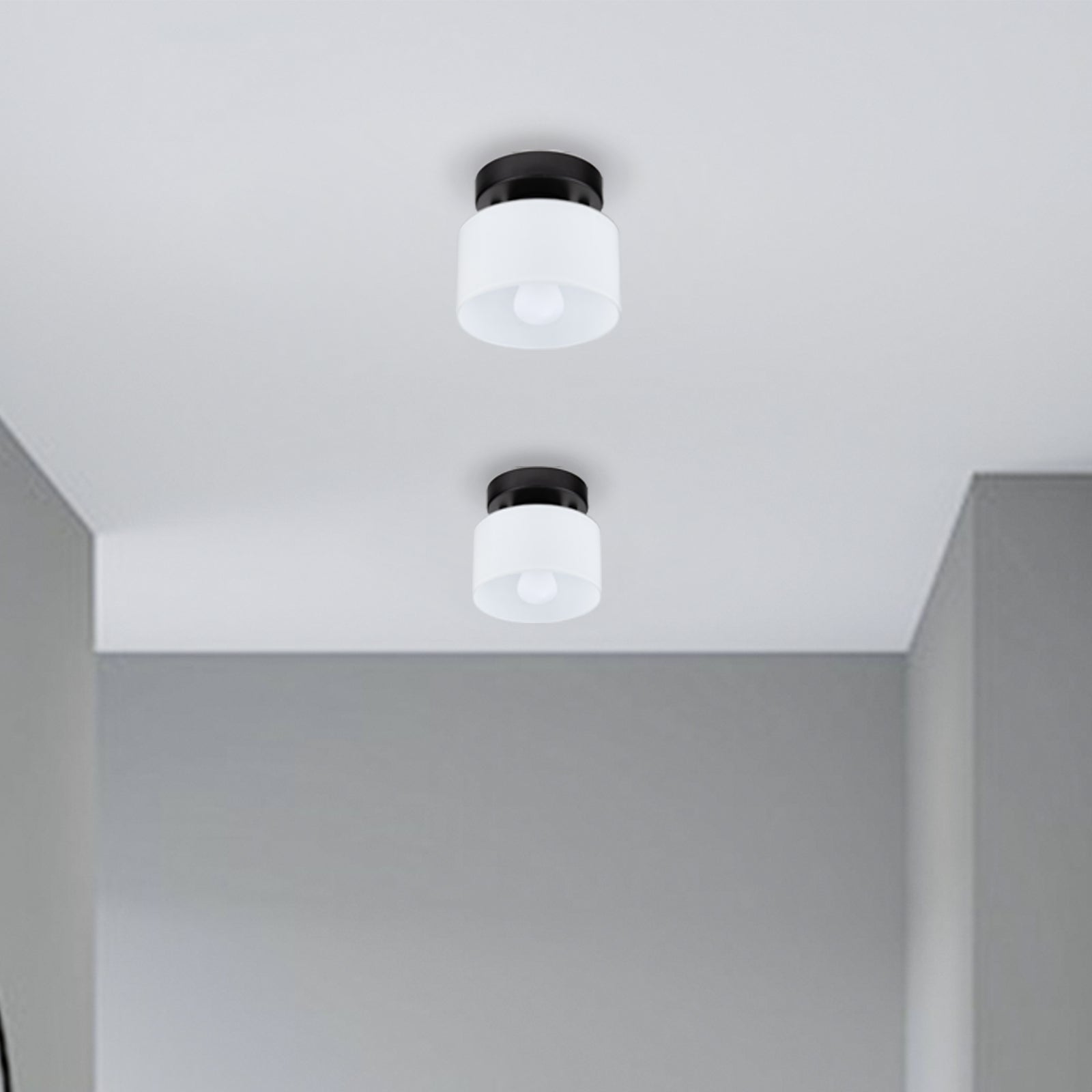 Bauhaus Glass Flush Mount Ceiling Light – Minimalist Small Fixture