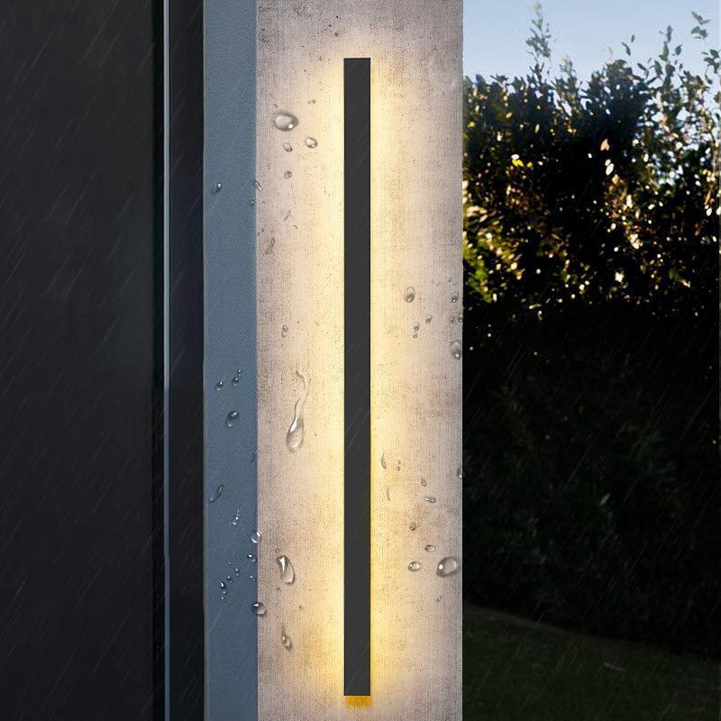 Modern Black LED Outdoor Wall Light Long Linear Waterproof Lighting