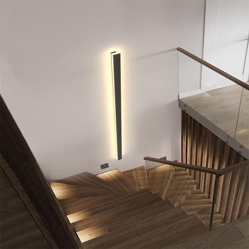 Modern Black LED Outdoor Wall Light Long Linear Waterproof Lighting