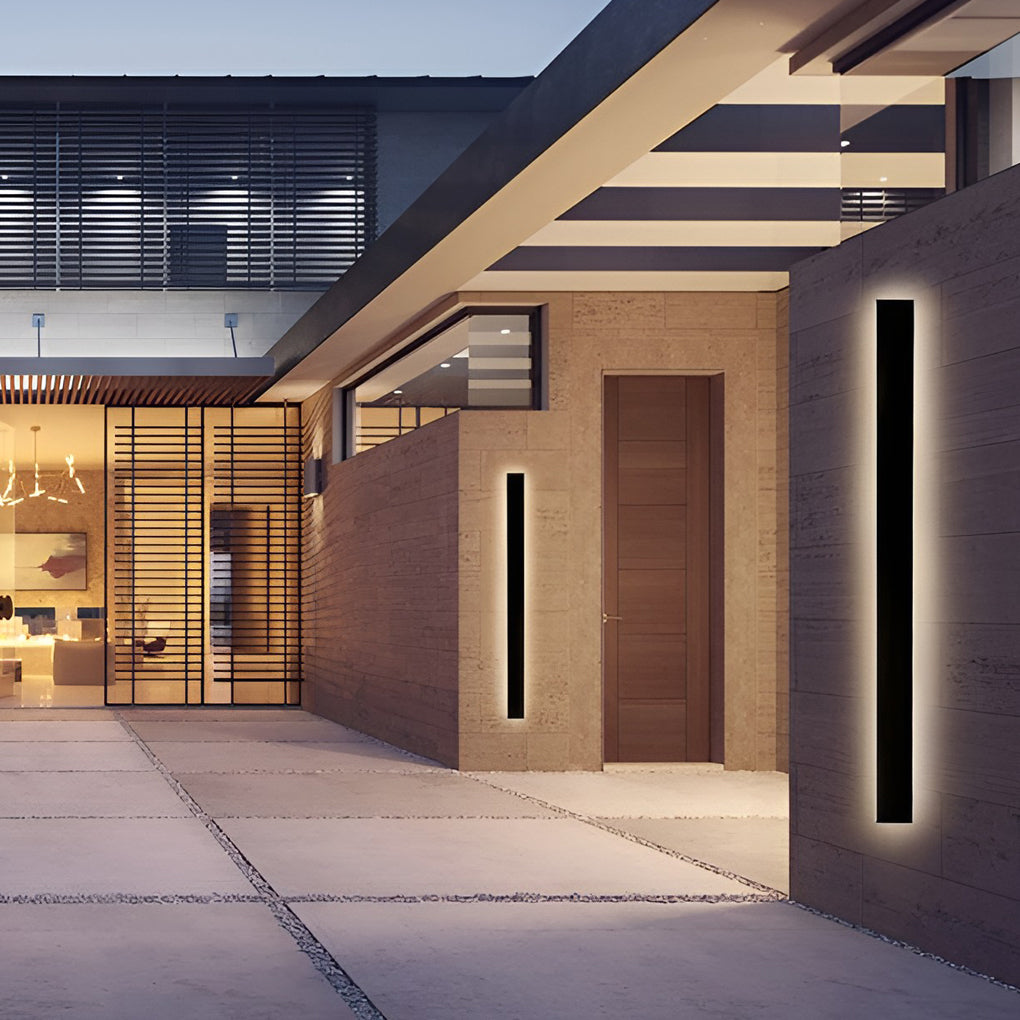 Modern Black LED Outdoor Wall Light Long Linear Waterproof Lighting