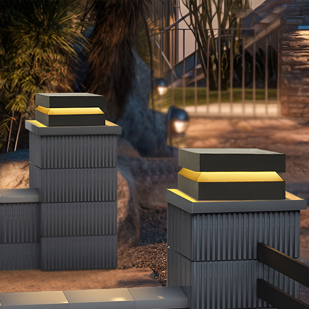 Modern Square Solar LED Post Cap Light Waterproof 3000K