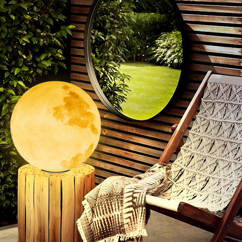 Modern Moon LED Outdoor Pier Post Light Solar or Hardwired
