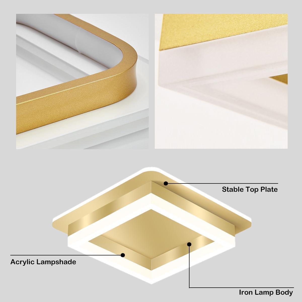 Modern Square LED Ceiling Light for Hallway and Bedroom