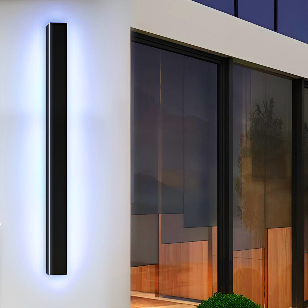 Modern Black LED Outdoor Wall Light Long Linear Waterproof Lighting