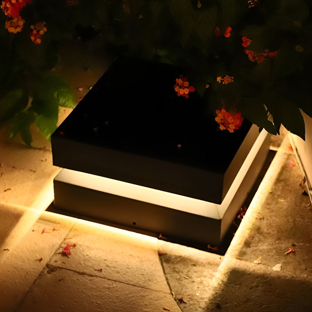 Modern Square Solar LED Post Cap Light Waterproof 3000K