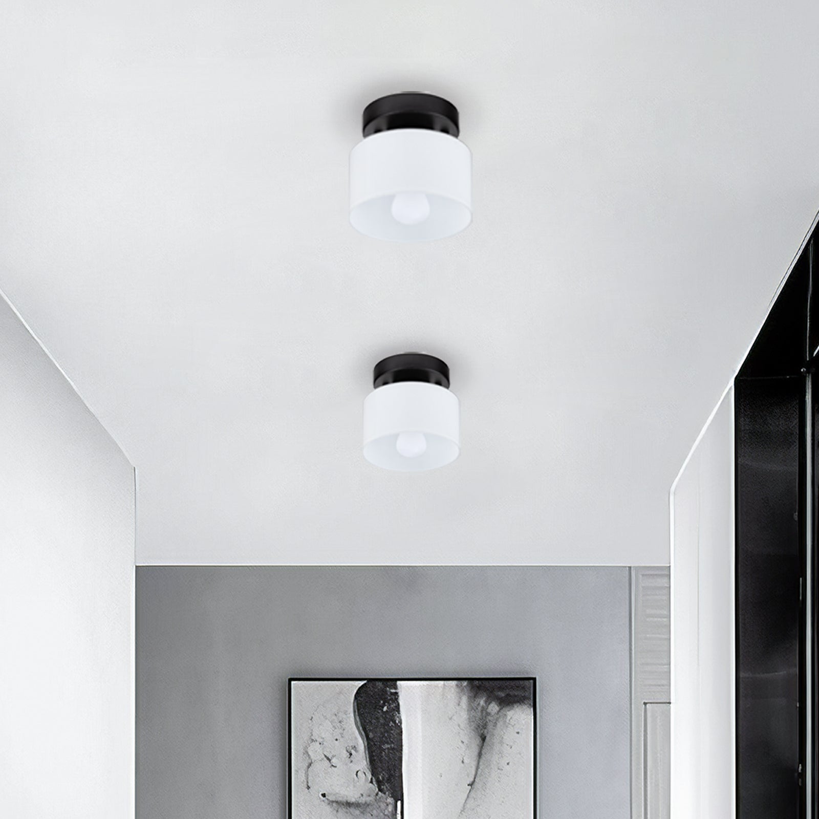 Bauhaus Glass Flush Mount Ceiling Light – Minimalist Small Fixture