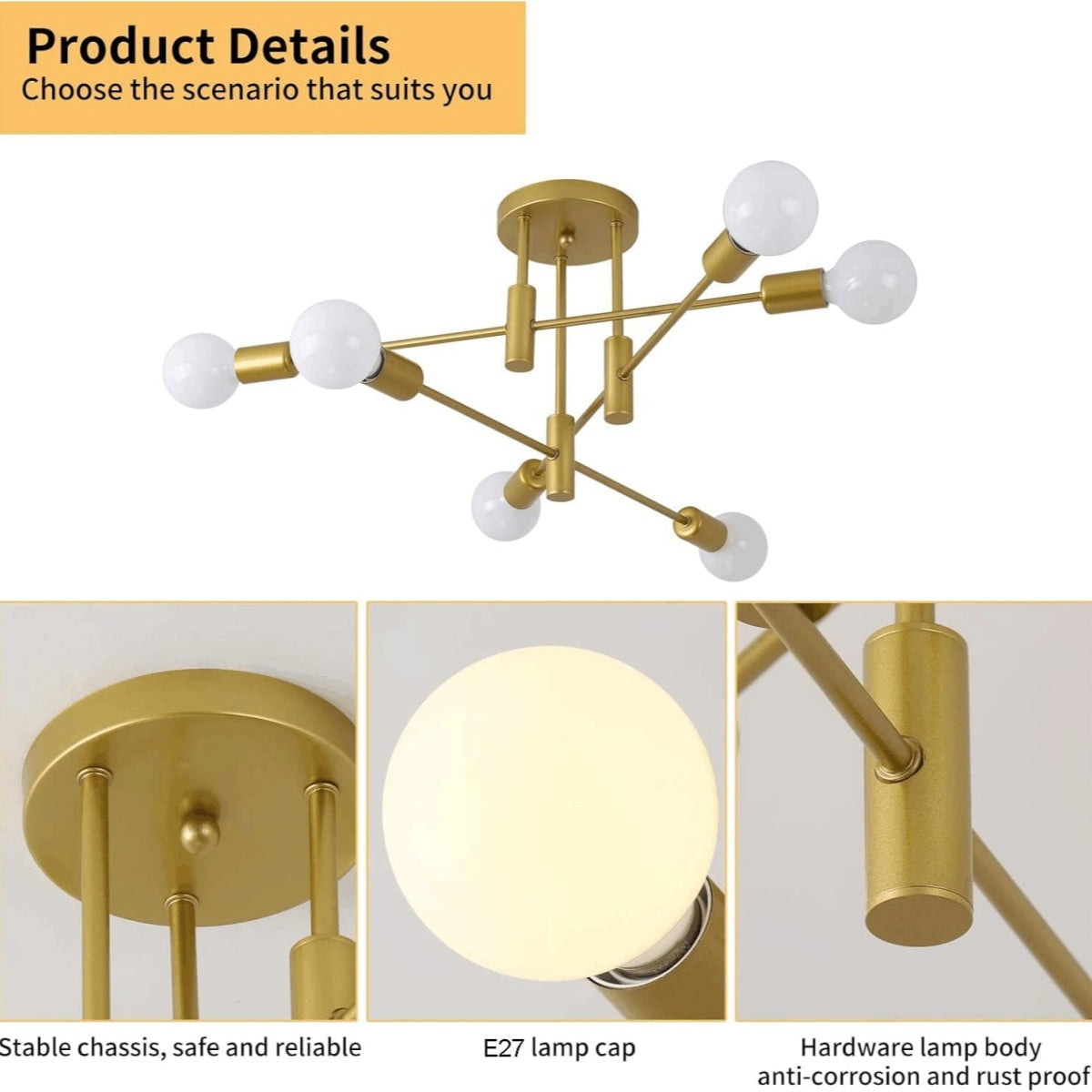 Nordic Black Modern Ceiling Light