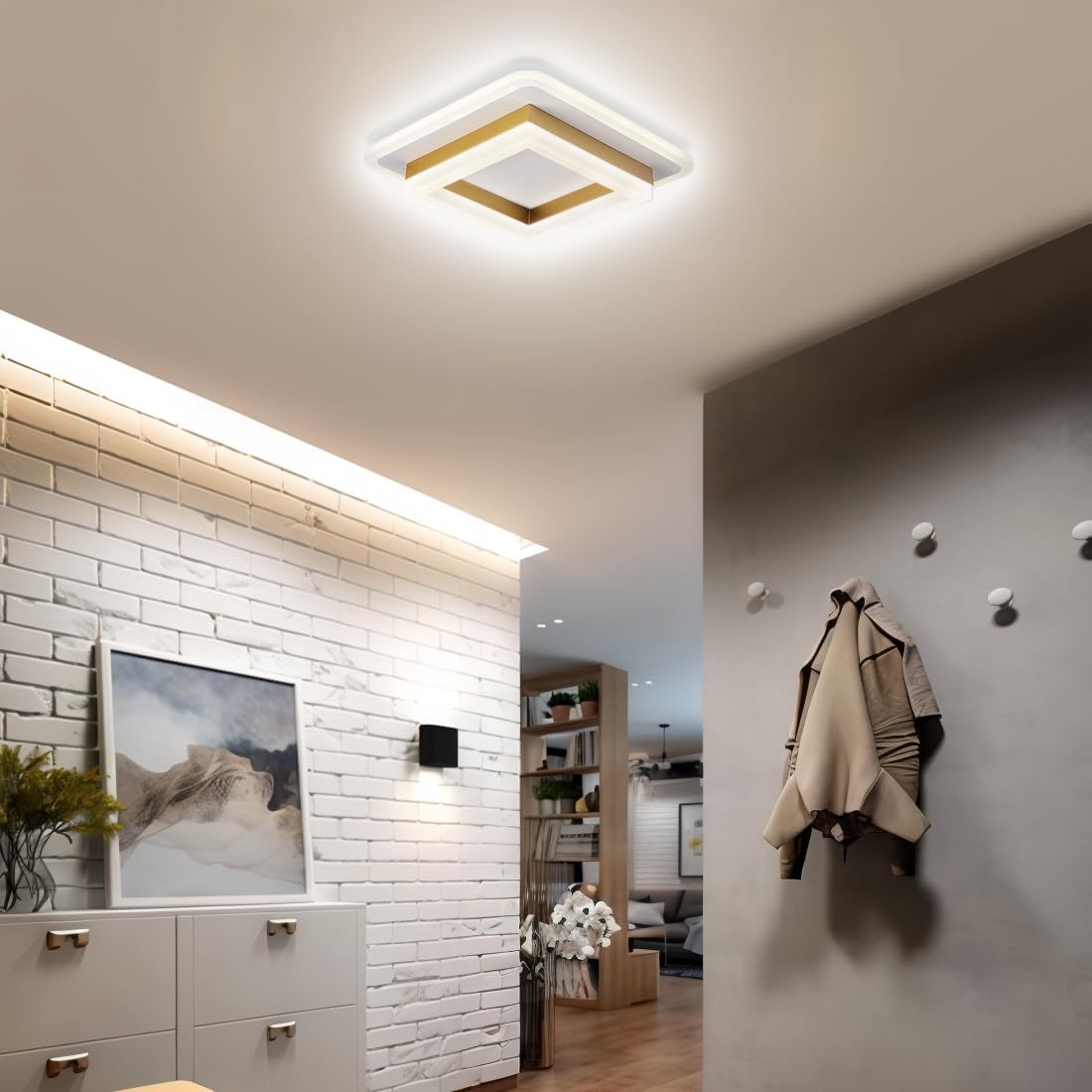 Modern Square LED Ceiling Light for Hallway and Bedroom