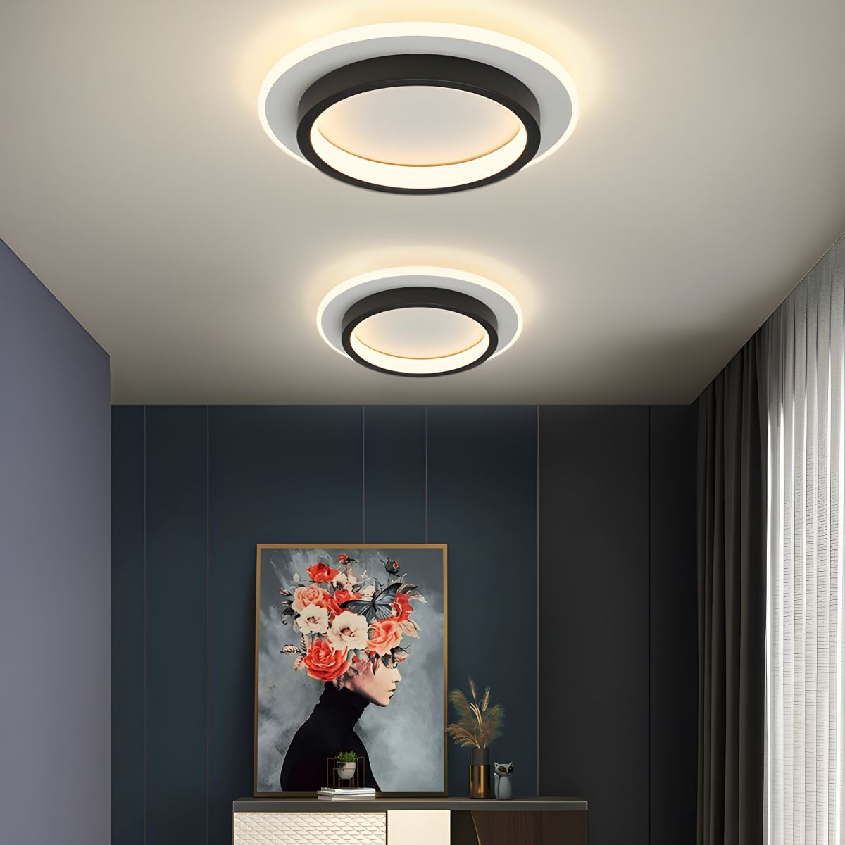Modern Round LED Ceiling Light with Metal and Acrylic Design