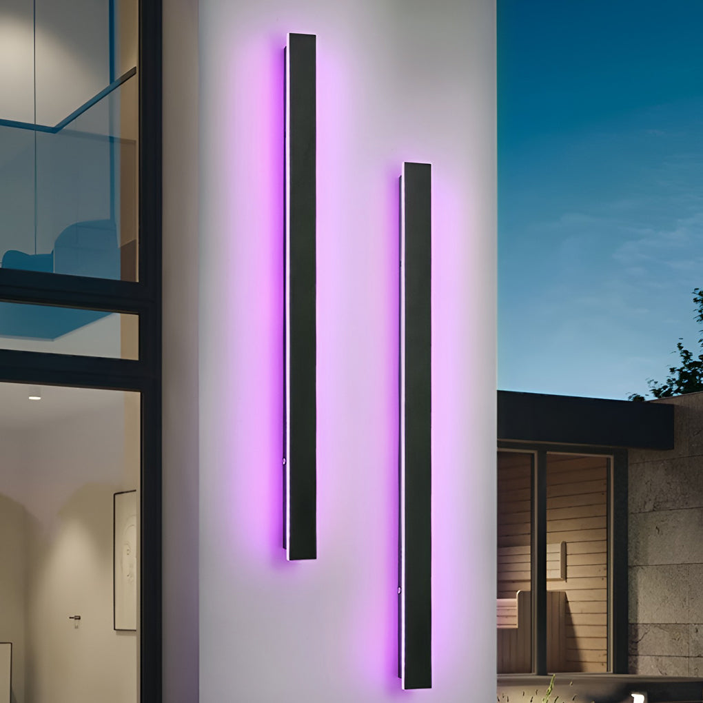 Modern Black LED Outdoor Wall Light Long Linear Waterproof Lighting