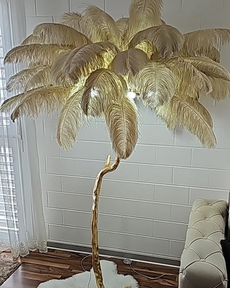 Feather Palm Tree Floor Lamp for Living Room or Bedroom