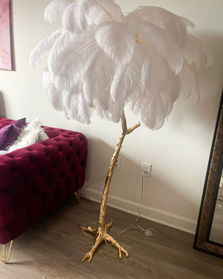 Feather Palm Tree Floor Lamp for Living Room or Bedroom