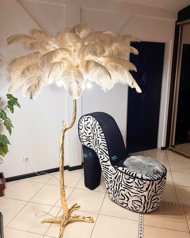 Feather Palm Tree Floor Lamp for Living Room or Bedroom