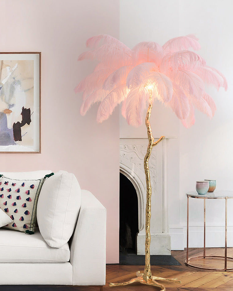 Feather Palm Tree Floor Lamp for Living Room or Bedroom