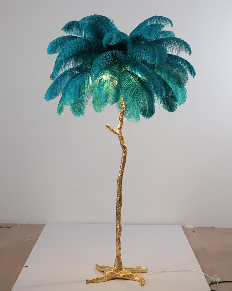 Feather Palm Tree Floor Lamp for Living Room or Bedroom