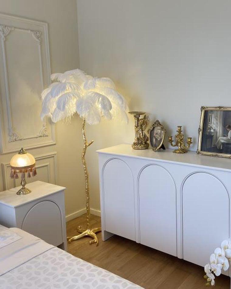 Feather Palm Tree Floor Lamp for Living Room or Bedroom