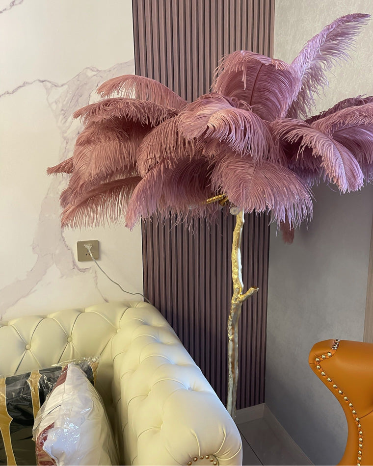 Feather Palm Tree Floor Lamp for Living Room or Bedroom