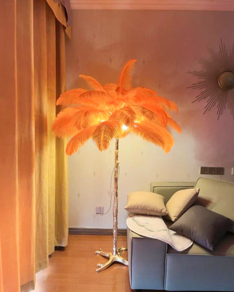 Feather Palm Tree Floor Lamp for Living Room or Bedroom