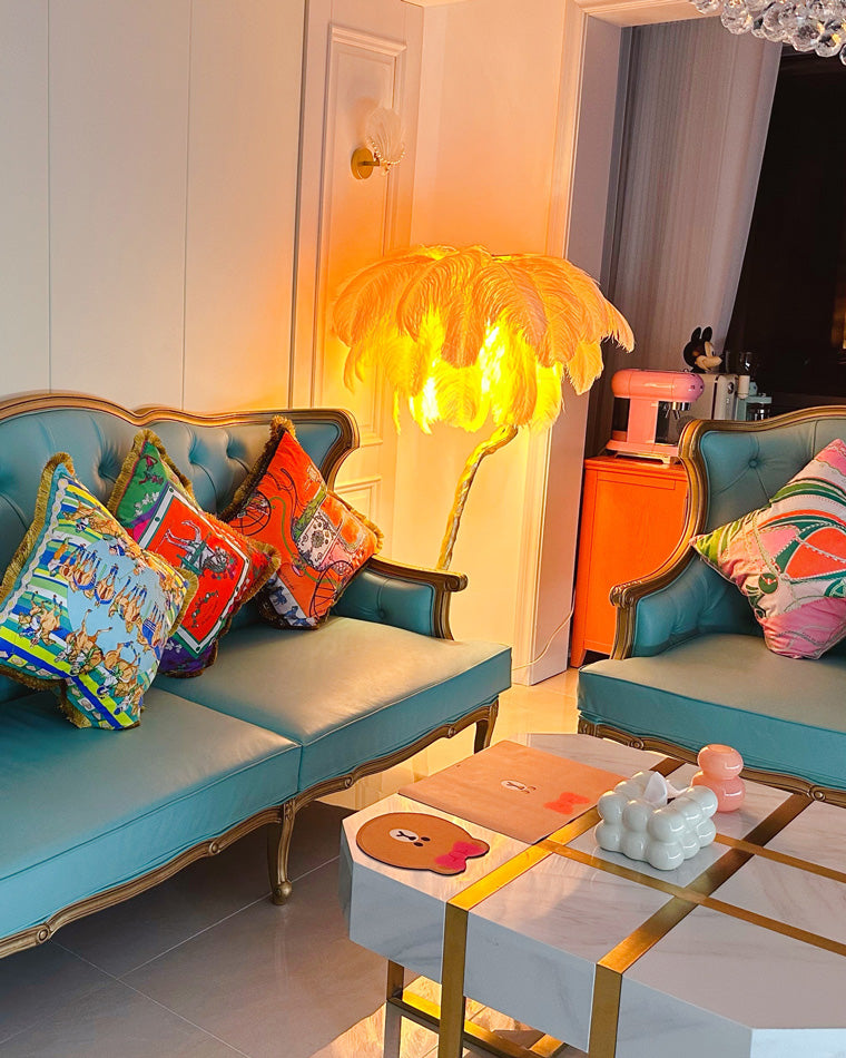 Feather Palm Tree Floor Lamp for Living Room or Bedroom