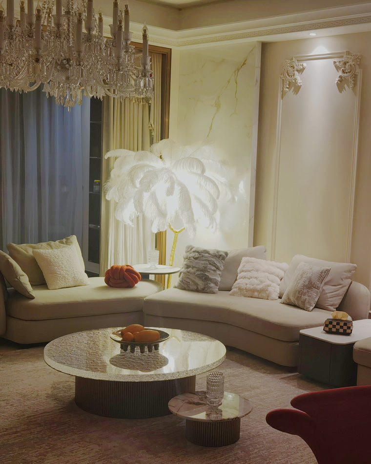 Feather Palm Tree Floor Lamp for Living Room or Bedroom